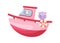 Cute little rhino and hippo sailing on pink ship. Cartoon character for childrens book, album, baby shower, greeting card, party