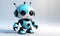 Cute Little Robot 3D Art Animated Graphic, Invitation Card Banner Website Design Background - ai generated