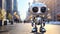 Cute little robot the street toy character technology robotic modern