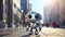 Cute little robot the street toy electronic technology robotic modern cartoon