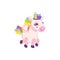 Cute little running unicorn horse, flat vector illustration isolated on white.