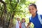 Cute little schoolchildren outdoors