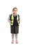Cute little schoolgirl wearing a safety vest
