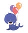 Cute little seal with balloons helium character