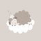 Cute little sheep sleeping on the cloud. Flat lamb illustration for children good night. Sweet animal dreams for kids