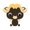 Cute little sitting musk ox. Wild animal. Flat vector stock illustration