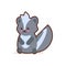 Cute little skunk cartoon comic character with smiling face happy emoji anime kawaii style funny animals for kids