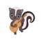 Cute Little Skunk Playing Guitar, Adorable Baby Animal Cartoon Character Vector Illustration