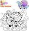 Cute little snail dragon, coloring book, funny illustration