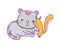 Cute little squirrel and gray cat catoon animals