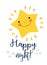 Cute Little Star party festive poster. Happy night greeting card over white background