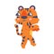 Cute Little Striped Tiger Cub with Orange Fur Sneaking Vector Illustration