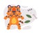 Cute Little Striped Tiger Cub Roaring Vector Composition