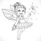 Cute little summer fairy girl with a Magic wand outline