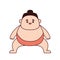 Cute little sumo wrestler. Flat design for poster or t-shirt. Vector illustration