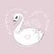 Cute little swan princess on pink background. Vector.