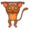 Cute little tarsier cartoon hanging on tree