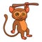 Cute little tarsier cartoon hanging on tree