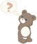 Cute Little Teddy Bear Standing Confused With Question Mark Vintage Style Illustration