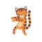 Cute Little Tiger Dancing, Adorable Wild Animal Cartoon Character Vector Illustration