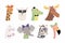 Cute little trendy animals set