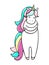 Cute little unicorn is cuddeling yourself. Vector isolated illustration.