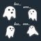 Cute little vector luminous screaming ghost characters with scream text