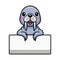 Cute little walrus cartoon with blank sign