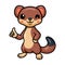 Cute little weasel cartoon giving thumb up