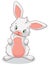 Cute Little White Rabbit on Two Legs Cartoon Style Vector Illustration Isolated on White Tilted Head