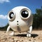 Cute Little White Toy With Big Eyes: Futuristic Digital Art