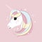 Cute little white unicorn. Pastel soft colors. Vector.