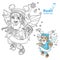 Cute little winter fairy girl with a Magic wand color and outlined picture for coloring book