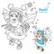 Cute little winter fairy girl with a Magic wand color and outlined picture for coloring book on a white