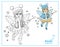 Cute little winter fairy girl with a Magic wand color and outlined picture for coloring isolated on a white