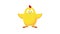 Cute little yellow chicken seamless cartoon animation. Easter chick stands and waves his wings trying to fly