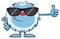 Cute Little Yeti Cartoon Mascot Character With Sunglasses Holding A Thumb Up