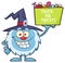 Cute Little Yeti Character With Witch Hat Holding Up A Trick Or Treat Halloween Candy Basket