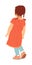 Cute little young girl in fashion dress vector illustration back view.