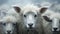Cute livestock on a farm, fluffy fur, innocence in nature generated by AI
