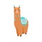Cute llama or alpaca flat characters set for nursery design, poster, banner, logo, icon, greeting card, sticker. Baby llama or lit