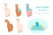 Cute llama or alpaca flat characters set for nursery design, poster, banner, logo, icon, greeting card, sticker. Baby llama or lit