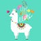 Cute llama and alpaca illustration for nursery design, poster, greeting, birthday card, baby shower design and party decor