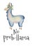 Cute Llama cartoon character watercolor illustration, Alpaca animal, hand drawn style. No prob llama