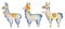 Cute Llama cartoon characters set watercolor illustration, Alpaca animals, hand drawn style. Isolated white background
