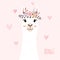 Cute llama head with flower crown