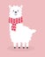 Cute llama isolated, valentine card