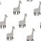 Cute llamas, black, white and gray seamless pattern