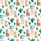 Cute llamas families seamless pattern