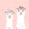 Cute llamas for wedding invitation